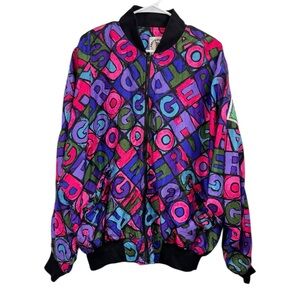Vintage 80s 90s Hotdogger Windbreaker Jacket Size XL Spell Out USA Neon Bright